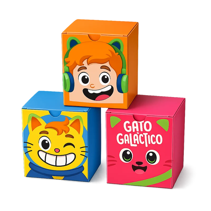 Arte tema Gato Galáctico aplicada na Caixa Cubo