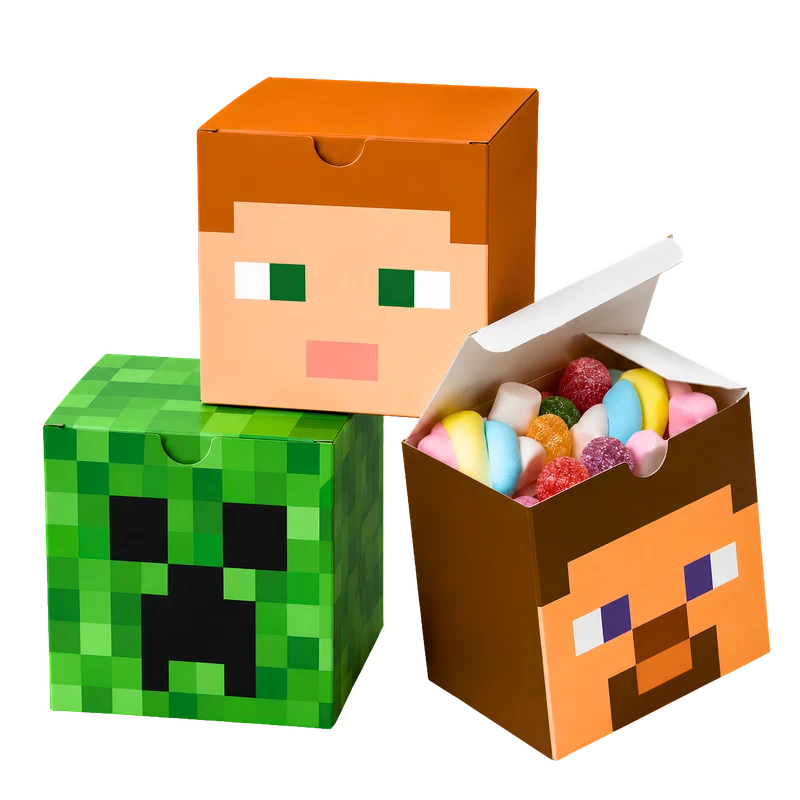 Arte tema Minecraft aplicada na Caixa Cubo