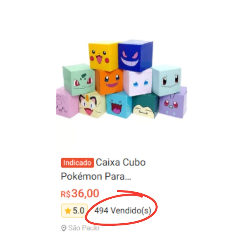 Print de anúncio real de Caixa Cubo em marketplace