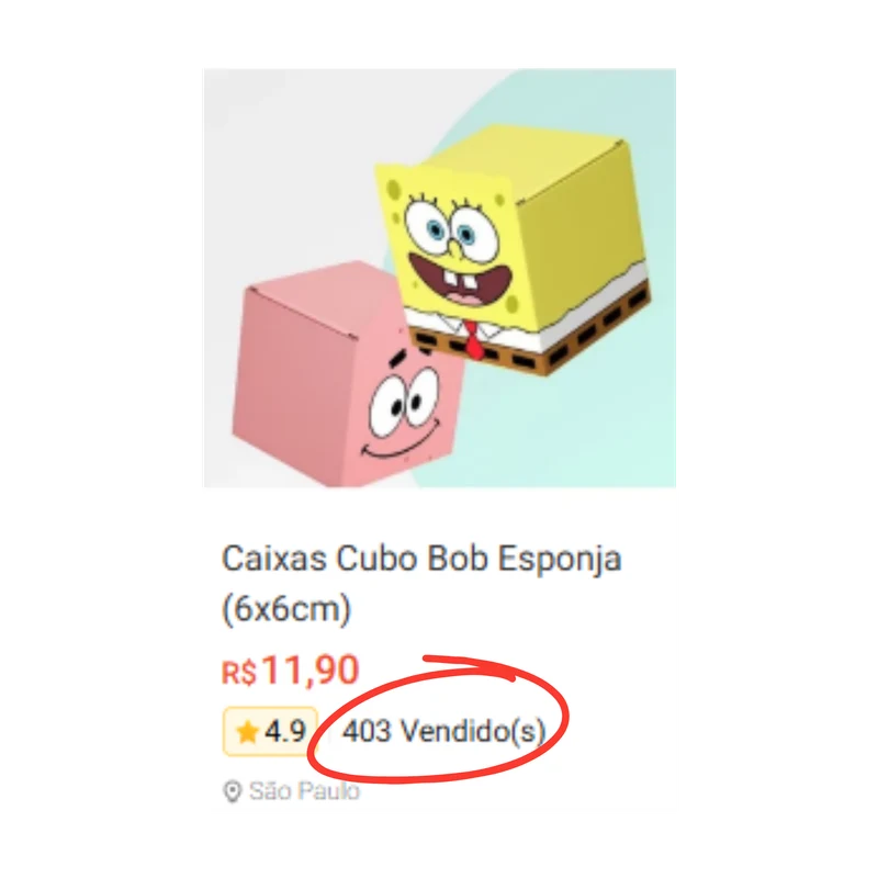 Print de anúncio real de Caixa Cubo em marketplace