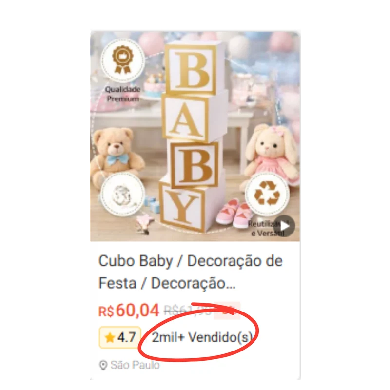 Print de anúncio real de Caixa Cubo em marketplace